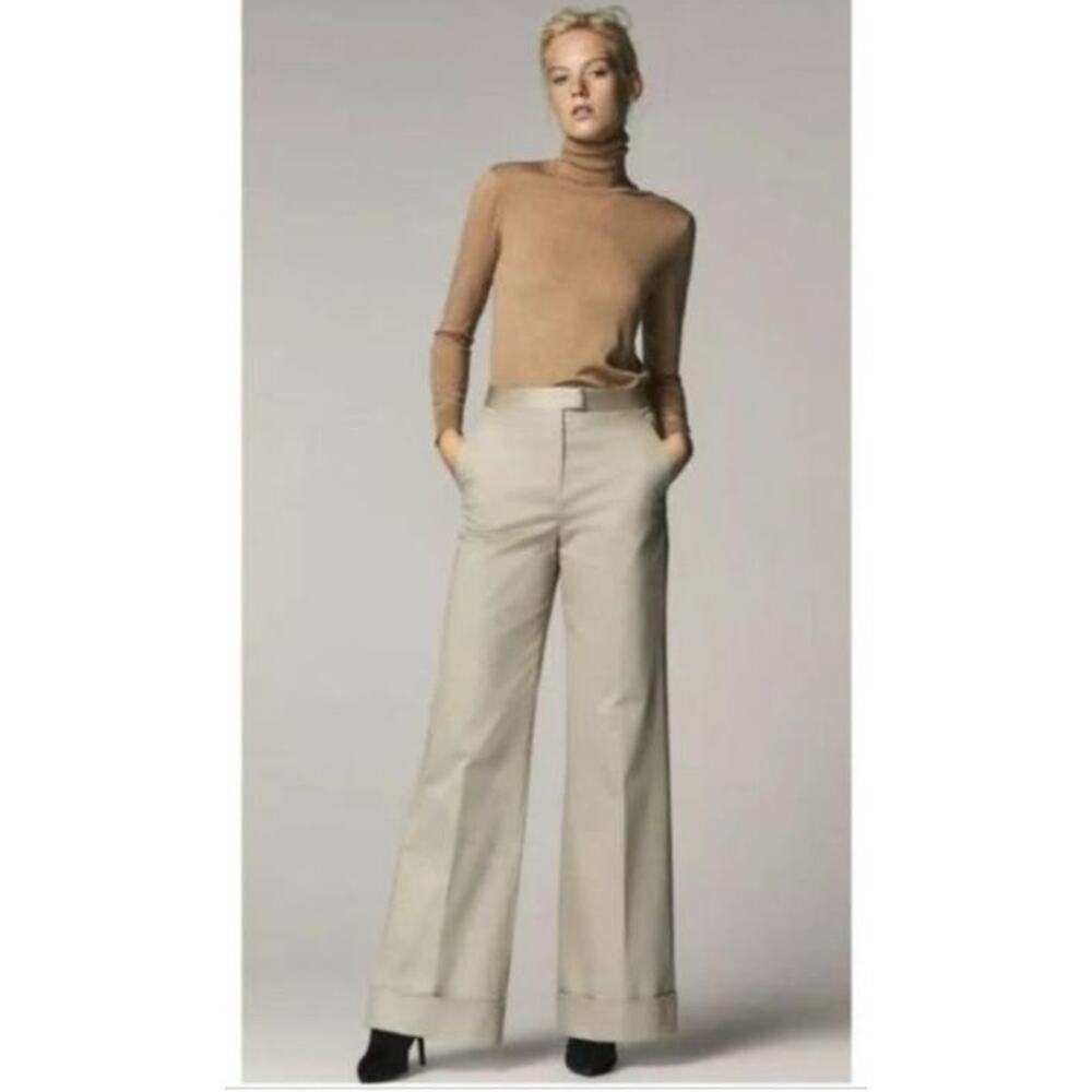 NWT Massimo Dutti Wide Cuffed Legged Trouser Pants cotton size 4
